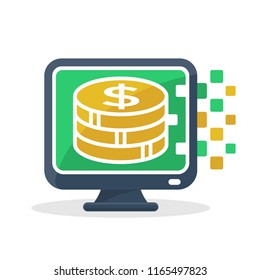 Vector icon illustration with the concept of digital communication, about earning money from the internet