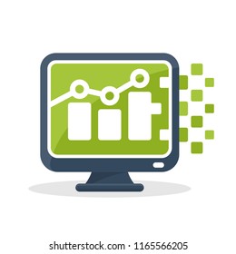 Vector icon illustration with the concept of digital communication, about media information on managing business data statistics
