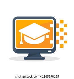 Vector icon illustration with the concept of digital communication technology, about online education media