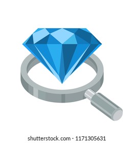 Vector icon illustration with the concept of gemstone research, looking for diamonds
