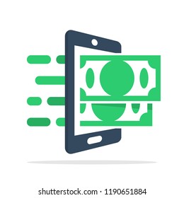 Vector icon illustration with the concept of making money from the smartphone mobile application