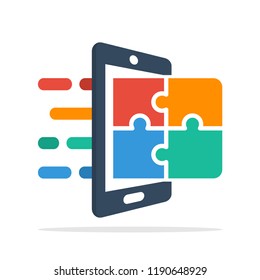 Vector icon illustration with the concept of a mobile application for information communication problem solving solutions