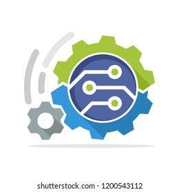 Vector icon illustration with the concept of work processes with advanced technology