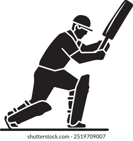 Vector icon illustration of a cricket player