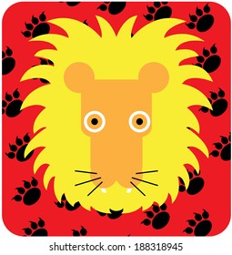 Vector icon illustration of cute animal, lion