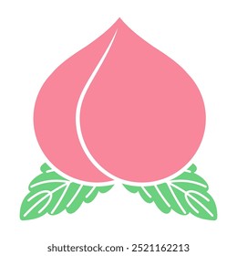 Vector icon illustration of cute peaches with leaves