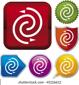 Vector icon illustration of decision over diverse buttons. Only global colors. CMYK. Easy color and proportions changes.