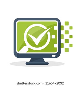 Vector icon illustration with digital communication concept, about online media search and review