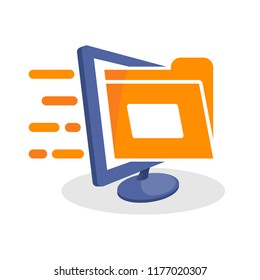 Vector icon illustration with digital media concepts about digital document storage services