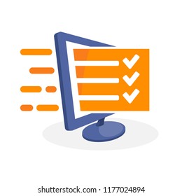 Vector Icon Illustration With Digital Media Concepts About Online Exam, Online Evaluation, Online Survey