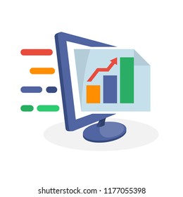 Vector icon illustration with digital media concepts about business and investment report information
