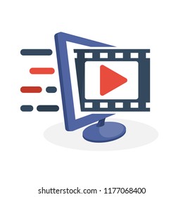 Vector icon illustration with digital media concepts about movie information, movie streaming services