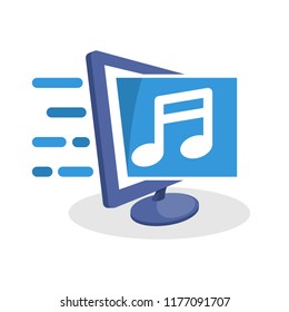 Vector icon illustration with digital media concepts about music information