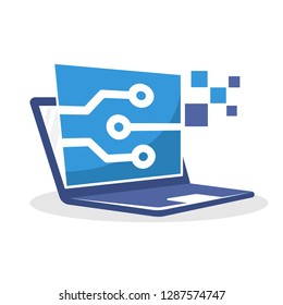 Vector icon illustration with digital media concept about information technology development