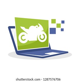 Vector icon illustration with digital media concept about motorcycle information