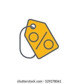 Vector icon or illustration with discount label in outline style