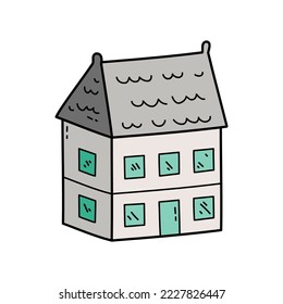 Vector icon illustration of doodle baby doll house