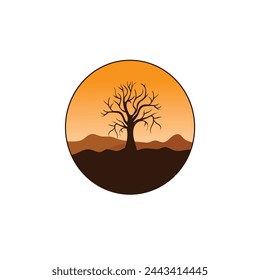 Vector icon illustration of dry tree silhouette.