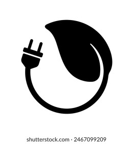 Vektorgrafik-Ikone-Illustration mit Ökologie-Thema (Biomasse-Stromerzeugung kohlenstoffneutral)