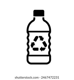 Ilustración de ícono de Vector con un tema de ecología (motivo de botella de plástico)