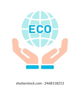 Vector icon illustration with an ecology theme (earth and hand motif)