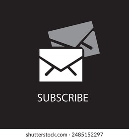 Vector icon illustration of email marketing. Subscription to newsletter, news, offers, promotions. A letter in an envelope. Buttons template. Subscribe, submit. Send by mail. Eps 8