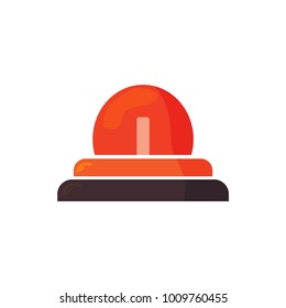 Vector icon illustration: Emergency siren isolated, Ambulance Siren light, Police car flasher or red Alert symbol. Firefighters sign.