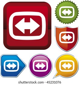 Vector icon illustration of enlarge over diverse buttons. Only global colors. CMYK. Easy color and proportions changes.