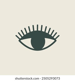 Vector icon illustration of eye on isolated background. Mystical logo symbol of eye with eyelashes