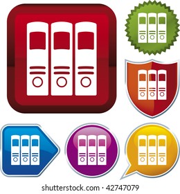 Vector icon illustration of file folder over diverse buttons. Only global colors. CMYK. Easy color and proportions changes.