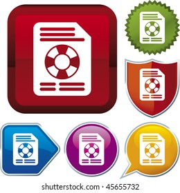 Vector icon illustration of file recovery over diverse buttons. Only global colors. CMYK. Easy color and proportions changes.