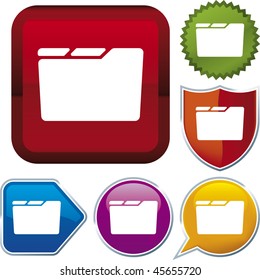 Vector icon illustration of folder over diverse buttons. Only global colors. CMYK. Easy color and proportions changes.