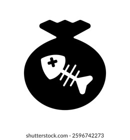 Vector icon illustration of food waste image of fish bones in a bag