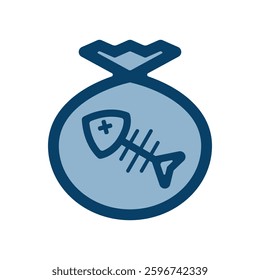 Vector icon illustration of food waste image of fish bones in a bag