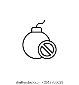 Vector Icon Illustration of Forbidden Bomb, representing the ban of explosions