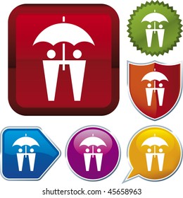 Vector icon illustration of friendship over diverse buttons. Only global colors. CMYK. Easy color and proportions changes.