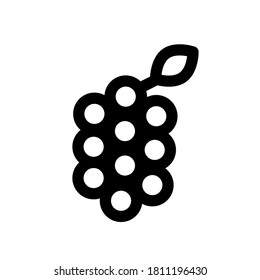 Vector icon, illustration of fruit. Grapes with leaf