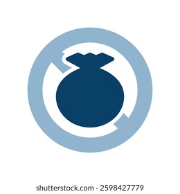Vector icon illustration of a garbage disposal prohibition with a prohibition mark on a garbage bag