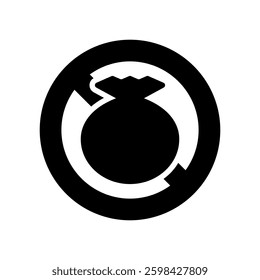 Vector icon illustration of a garbage disposal prohibition with a prohibition mark on a garbage bag