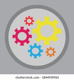 Vector icon illustration of gear machine simple colorful symbol
