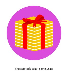 Vector icon illustration of gift. Flat design. It can be used as a Christmas icon.