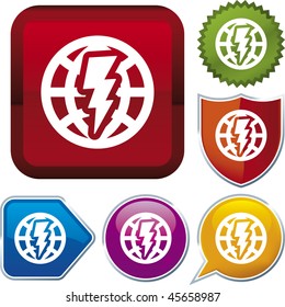 Vector icon illustration of global energy over diverse buttons. Only global colors. CMYK. Easy color and proportions changes.