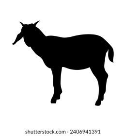 Icono vectorial de la silueta de cabra aislada en fondo blanco.