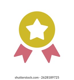 Vector icon illustration of a gold medal with a star.