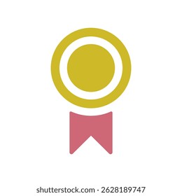 Vector icon illustration of gold medal with ribbon.