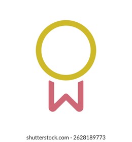 Vector icon illustration of gold medal with ribbon.