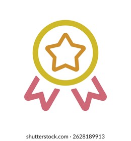 Vector icon illustration of a gold medal with a star.
