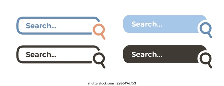 Vector icon illustration graphic element design of a search bar with a magnifier in 4 different styles