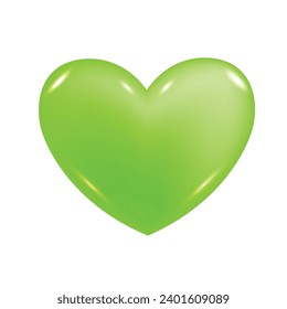 Vector icon illustration green heart isolated on white background.