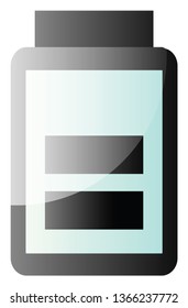 Vektorsymbol-Illustration einer halben vollen Batterie auf weißem Hintergrund